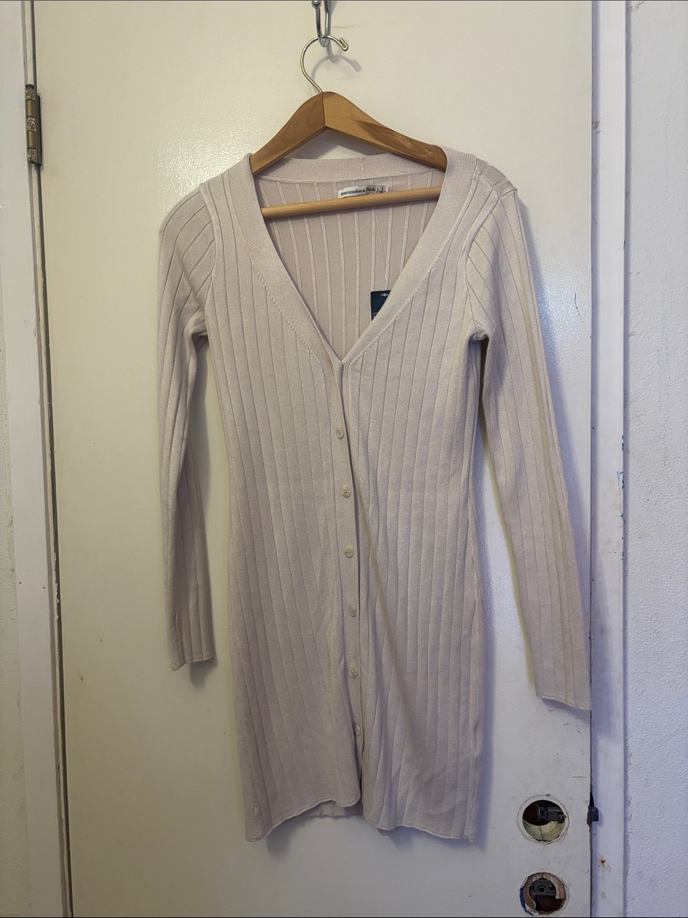 Abercrombie & Fitch Long Ribbed Cardigan - Pale Pink